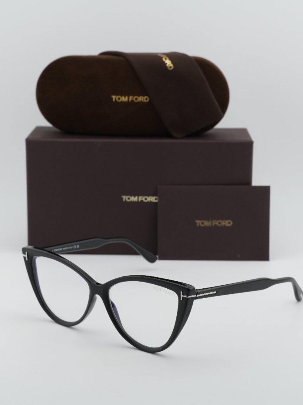 Tom Ford FT5843-B 005 Cat Eye Eyeglasses 56mm - Black / Blue Light Block